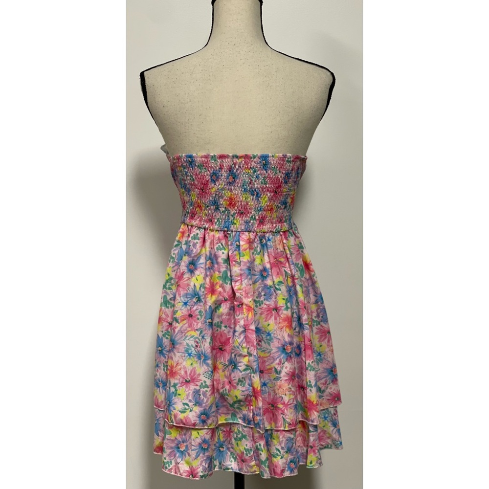 Shein Strapless Floral Mini Dress Pink Size L - Picture 12 of 13
